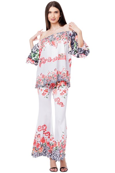 Set elegant inflorat alb